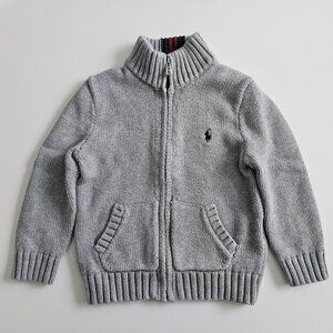 Polo Ralph Lauren Boys’ Cotton Full-Zip Sweater – Size 2T, Grey